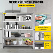 Shelving Unit - Storage Racks - Storage Cabinets - Metal Shelving Unit - Stainless Steel Shelving Unit - Shelving Unit Storage Rack - for Garage Kitchen Restaurant Warehouse - 72 inch - 4 Tiers