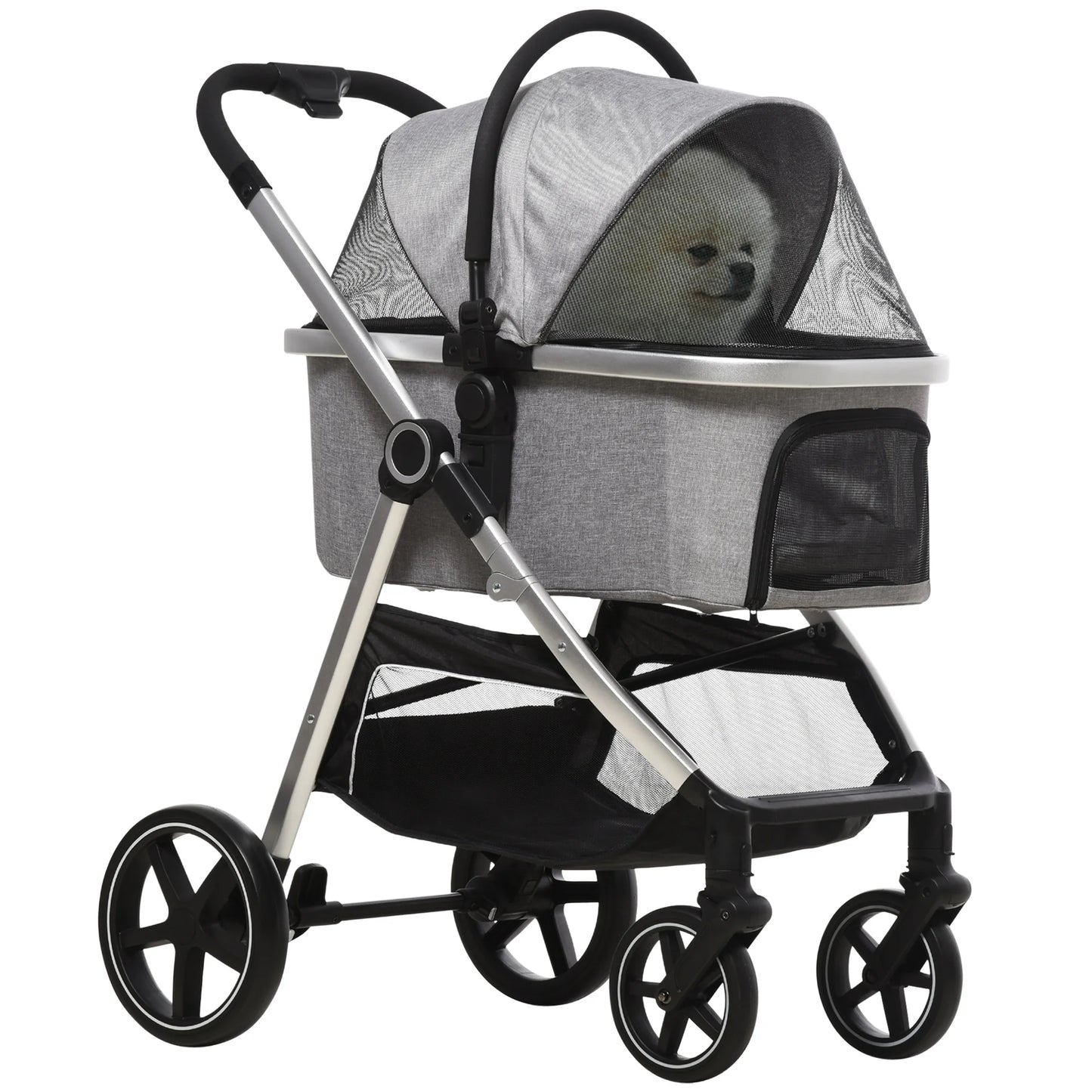 Hondenwagen – Hondenbuggy – Draagbare Bench – Wandelwagen – Lichtgewicht Metaal – 2-In-1 Functie
