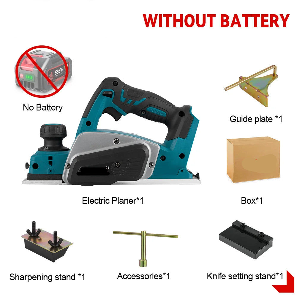 Schaafmachine - Elektrische Schaaf - Parallelgeleider - Opvangzak - Draadloze Elektrische Houtfrees - 30000RPM – Brushless Trimmer & Schaafmachine Zonder Accu – Geschikt voor 18V Accu