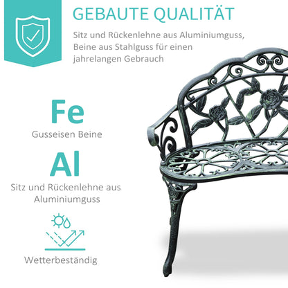 Tuinbank – Buitenzitbank – Balkonbank – Parkbank – Sfeervolle Zithoek – Gietaluminium – Weerbestendig – 2 Personen