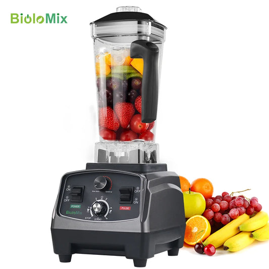 BioloMix 3HP 2200W mixer with commercial grade timer fruit mixer food processor ice smoothies 2L jar - QUORE