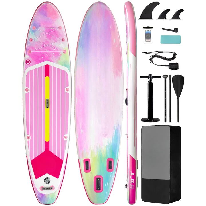 Opblaasbaar Paddleboard – Waterdicht Paddlebord – SUP Board – Inflatable Board – Draagvermogen 158 Kg – Hoogwaardig PVC – Compact En Lichtgewicht - Roze