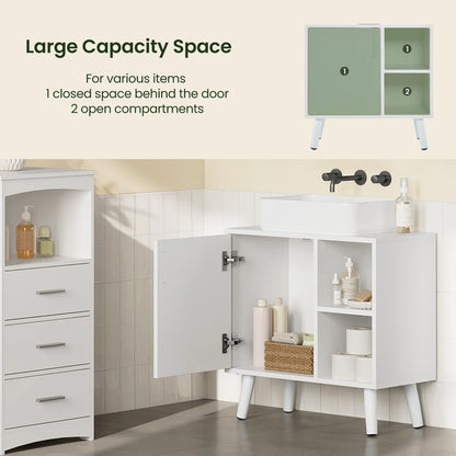 Wastafelmeubel 60x30x60,5 cm – Badkamerkast Onder Wastafel met Uitsparing – Wastafel Onderkast – Ruimtebesparend & Modern Design - Witte