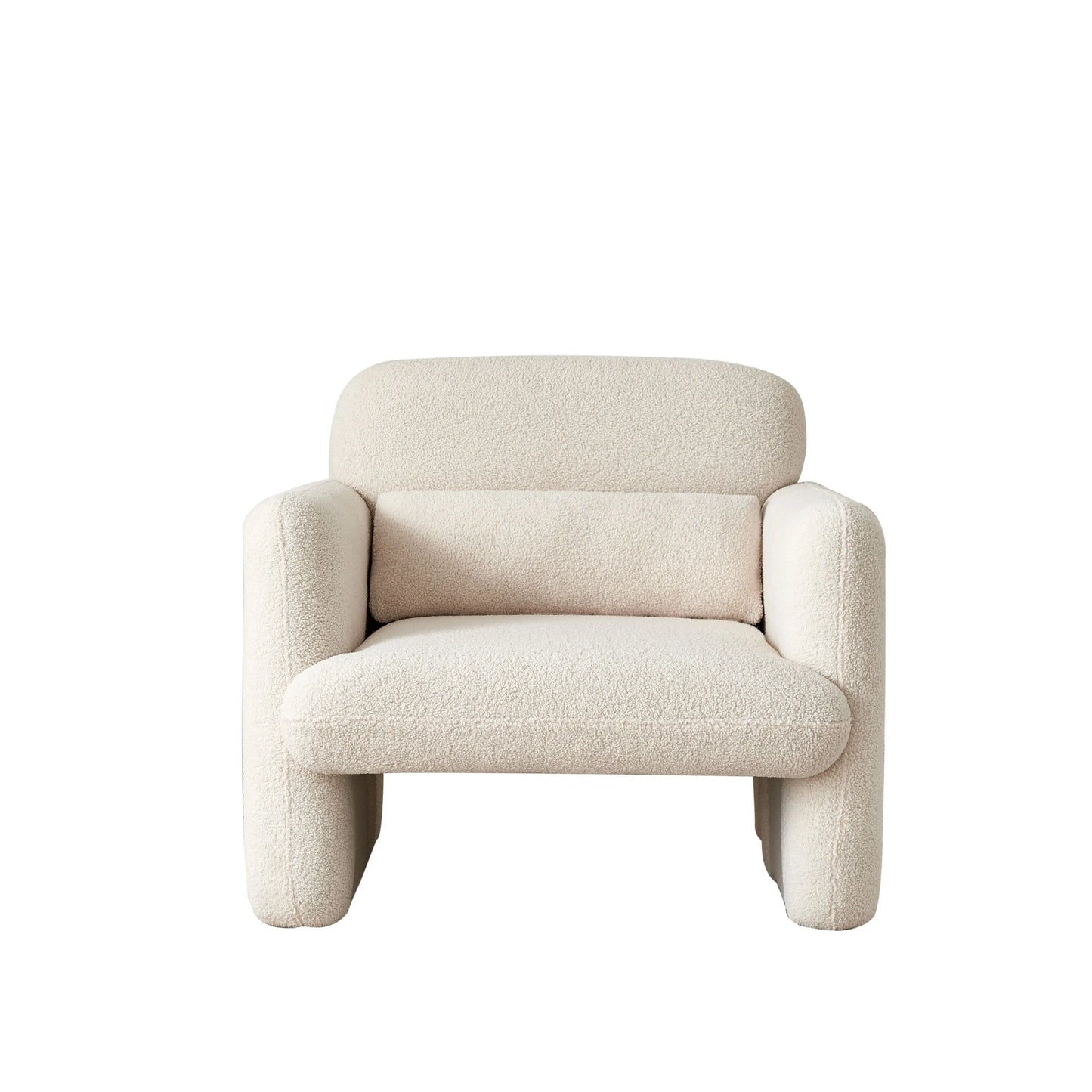 Relaxstoel – Lounge Stoel – Fauteuil – Stoel – Leesstoel – Zacht Stof – Houten Frame – Comfortabele Kussens - Witte Rijst