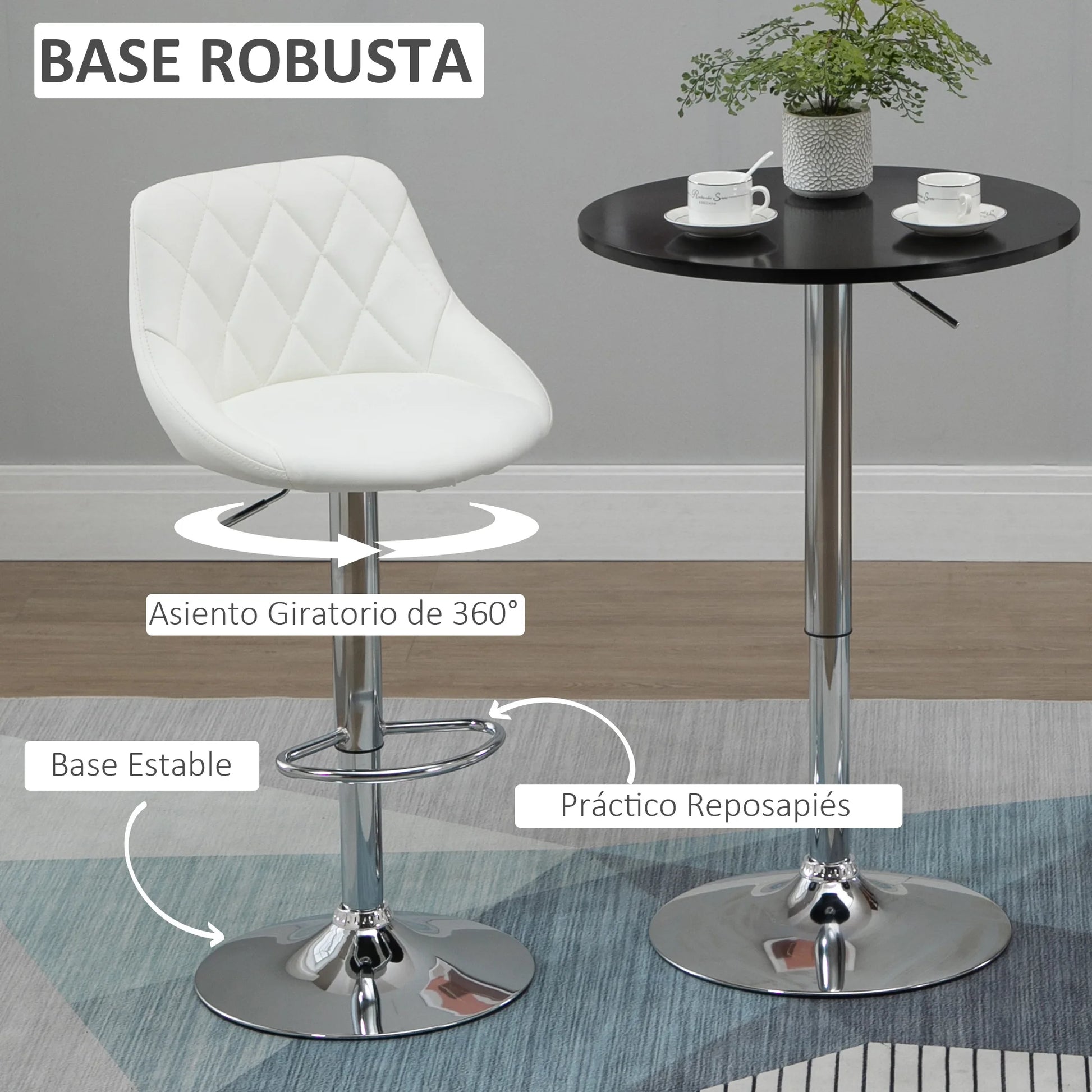 Barkrukken – Barkruk – Kruk – Hoge Stoel – Barstoel – Verstelbare Hoogte 60-81 cm – PU Leer Wit - QUORE