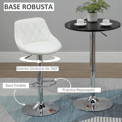 Barkrukken – Barkruk – Kruk – Hoge Stoel – Barstoel – Verstelbare Hoogte 60-81 cm – PU Leer Wit - QUORE
