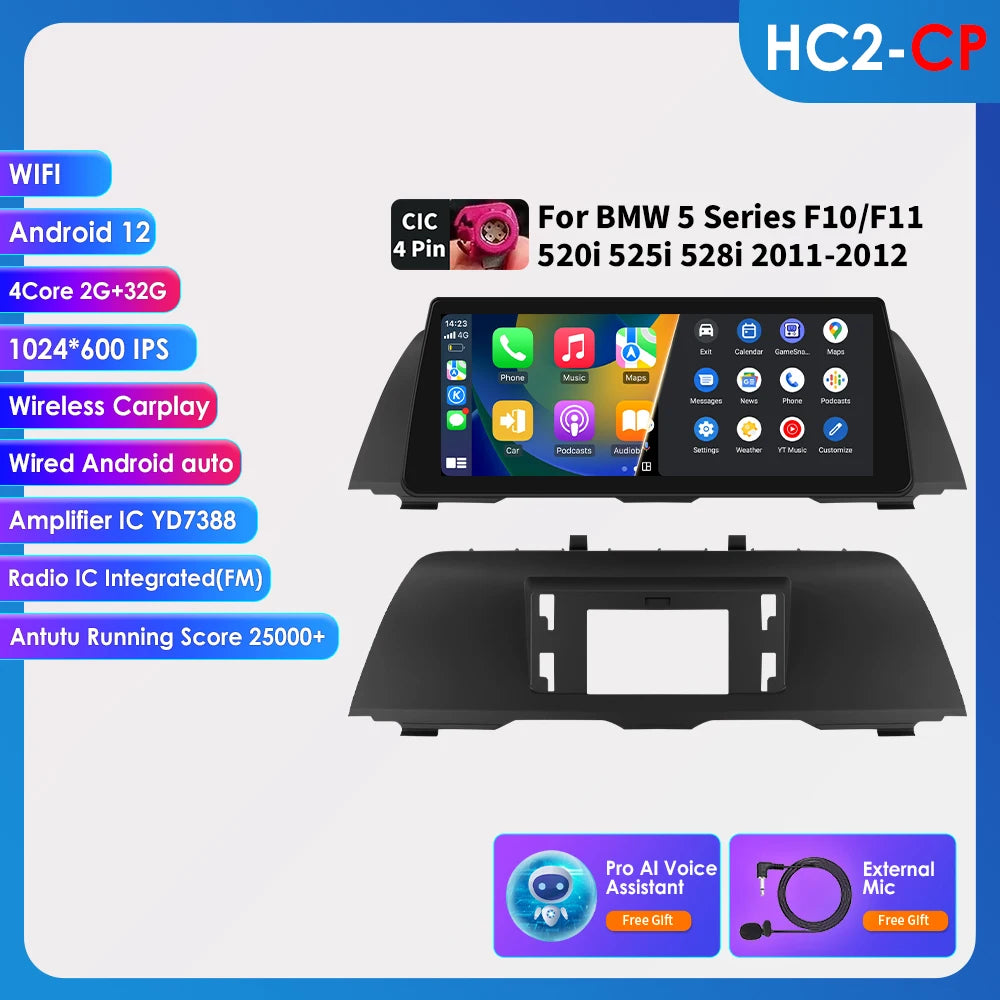 AI Intelligent Player 2din Android Car Radio Multimedia Video Player for BMW 5 Series F10 F11 F12 CIC NBT GPS Nav Carplay 4G RDS