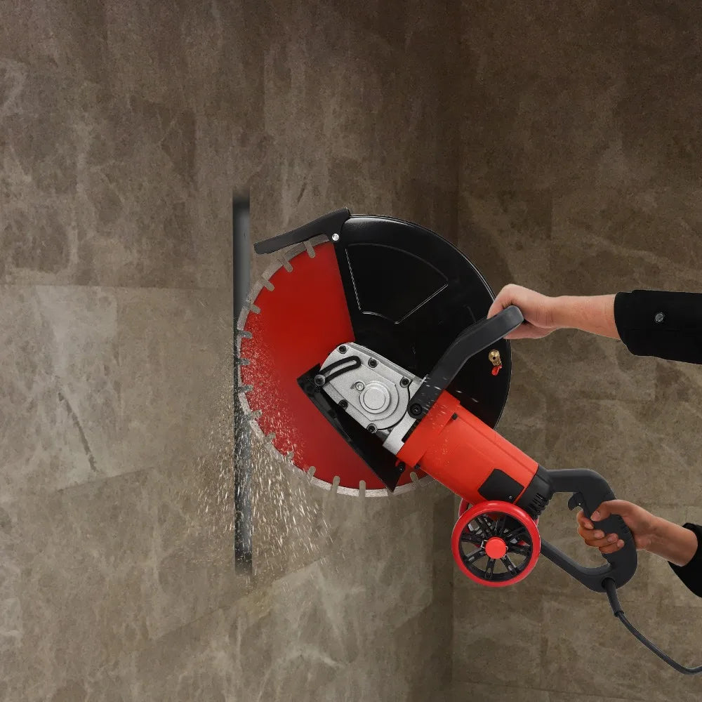 Elektrische Betonzaag - Betonfrees - Betonzagen -Steenzaagmachine - Muurfrees - Zaagmachine - 16 inch - 4000W - 3000 RPM - Nat/Droog Cirkelzaag - Stofvrije Snijmachine - met Wielen - voor Beton - Steen - en Baksteen - QUORE