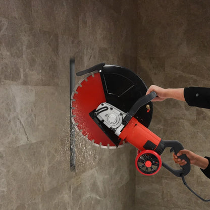 Elektrische Betonzaag - Betonfrees - Betonzagen -Steenzaagmachine - Muurfrees - Zaagmachine - 16 inch - 4000W - 3000 RPM - Nat/Droog Cirkelzaag - Stofvrije Snijmachine - met Wielen - voor Beton - Steen - en Baksteen - QUORE
