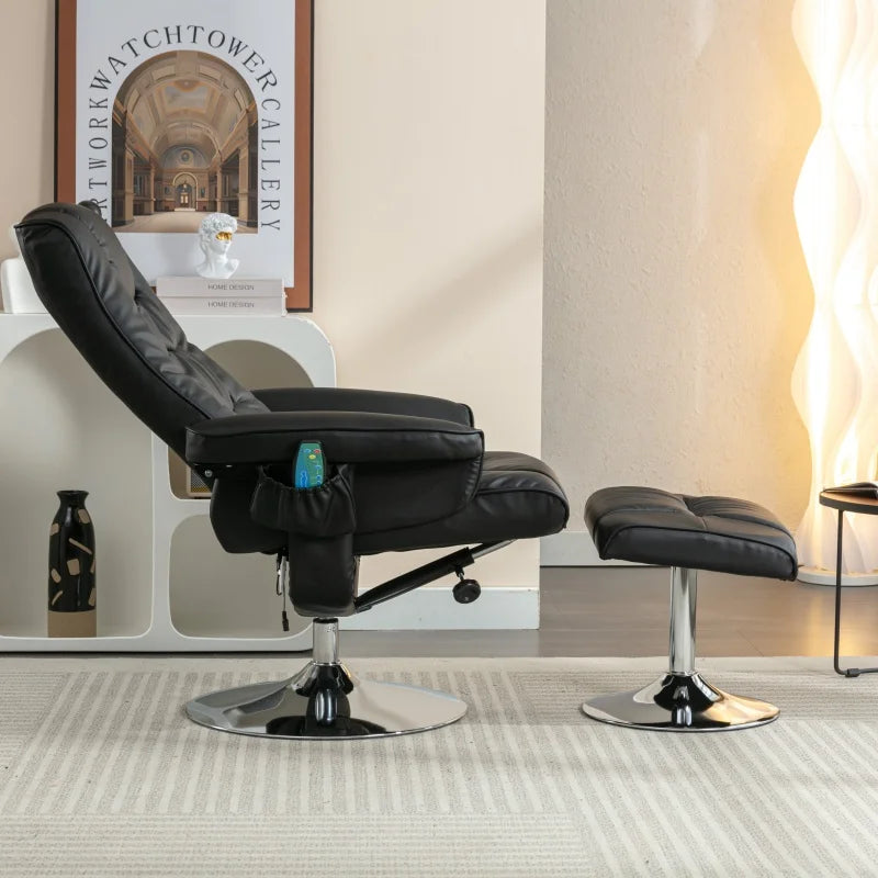 Massagefauteuil – Massagestoel – Relaxfauteuil – Elektrische Stoel – Wellnessstoel – PU Bekleding – 5-Punts Massagefunctie – Met Voetensteun – Zwart