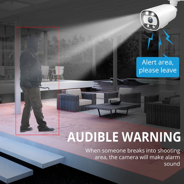 MISECU Draadloze Camerabeveiliging Set - 5MP - 2K QHD - Set 2x Camera - Wit - Binnen & Buiten - Met Nachtzicht - QUORE