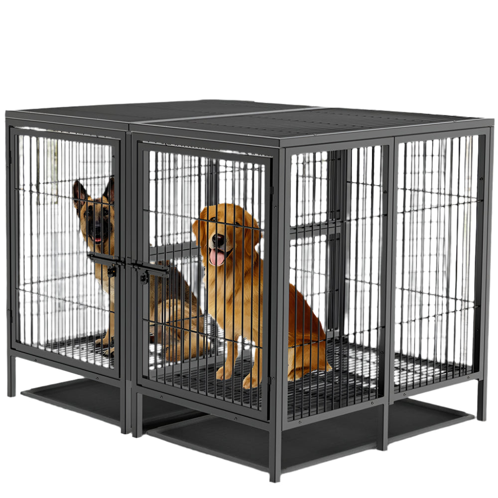 Hondenbench – Hondenkooi – Hondenren – Dierenbench – Metalen Bench – Verstelbare Indeling – Roestvrij Stahl - 130.5 x 100 x 100 cm