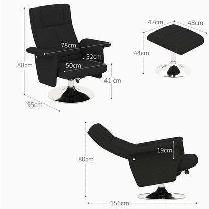 Elektrische Relaxstoel – Massagefauteuil – Verstelbare Stoel – Draaibare Zitting – Voetenbank – 5 Massagestanden – Rugleuning 135°