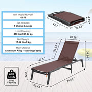 Outdoor Loungestoel - Opvouwbare Ligstoel - Loungestoel Tuin - Zonnebank - Terras en Zwembad Lounge - Verstelbare Rugleuning - Tuin Opvouwbare Stoel - Bruin