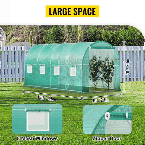 Greenhouse - Garden House - Greenhouse - Tunnel Greenhouse - Walk-in - Grow Box - with Galvanized Frame &amp; Waterproof Tarpaulin - 10x7x7 ft - Green