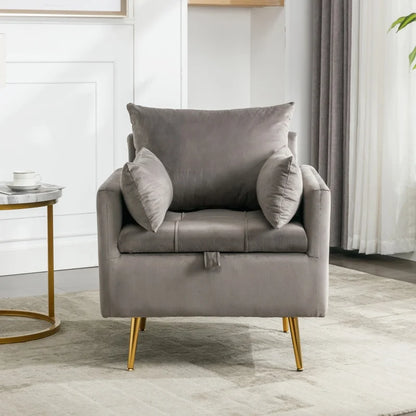 Velvet Fauteuil – Lounge Stoel – Relaxstoel – Leesstoel – Zitstoel – Met Opbergruimte – Stevig Houten Frame