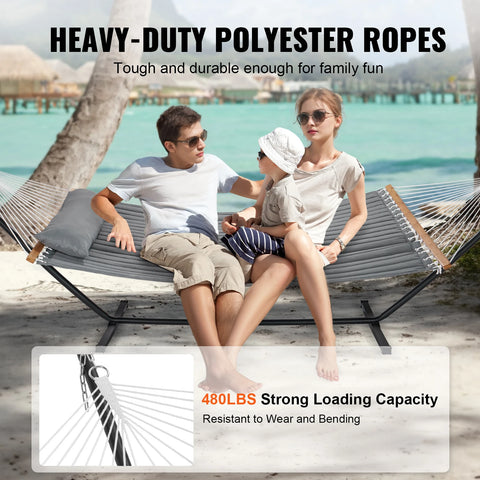 Hangmat - Hangmat voor Twee Personen - Campingaccessoires - Hangmat 2 Persoons - Hanging Chair - Hamac - Hammock Chair - Grijs