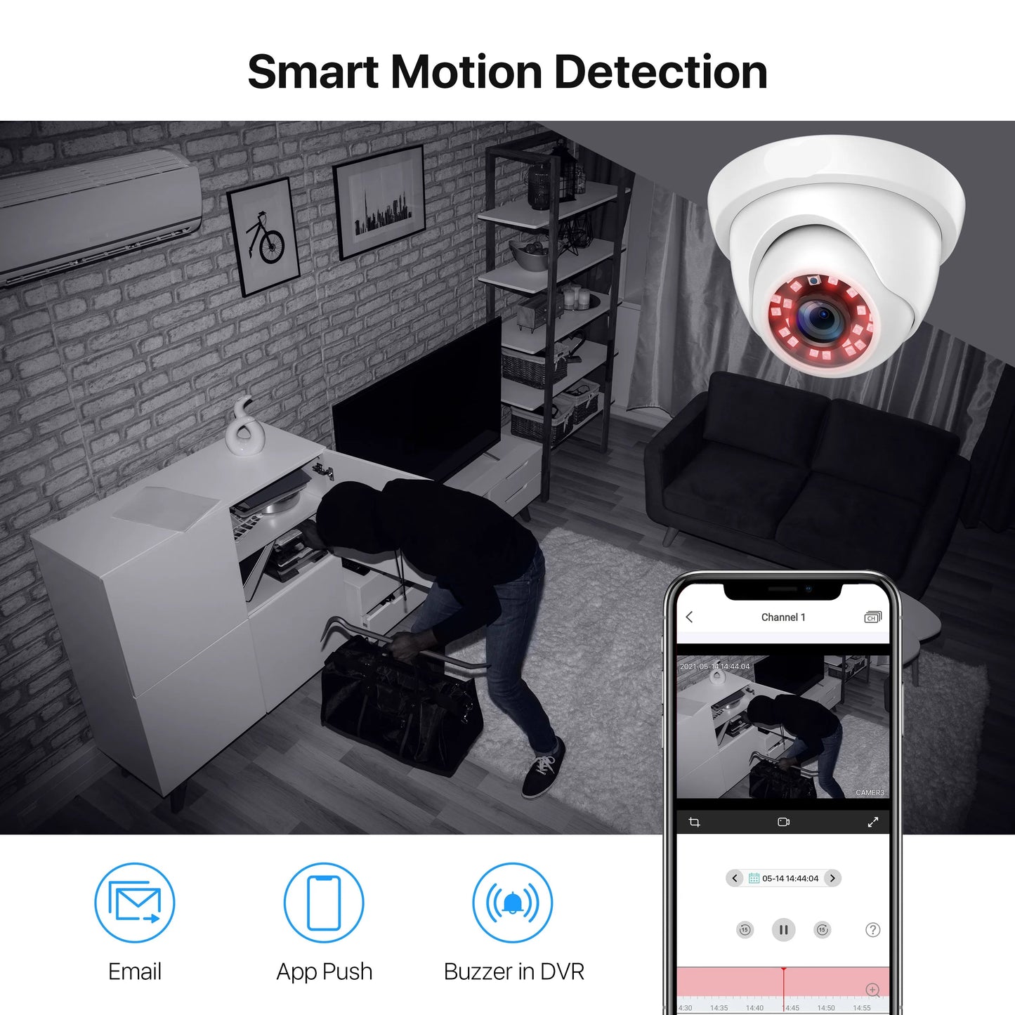 8-kanaals Beveiligingsset – Camera Set – Camerabewaking – CCTV Systeem – Video Surveillance – 4 HD Camera’s Weerbestendig – Nachtzicht 24 Meter