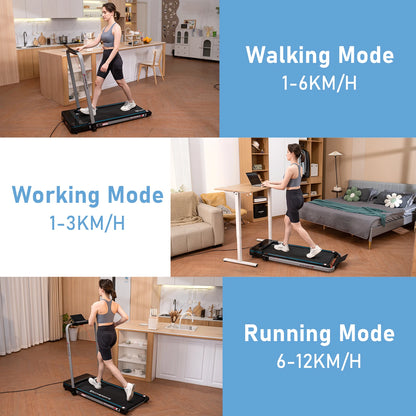 Loopband - Wandelband - Walking Pad - Walkingpad - Treadmill - Loopband voor onder het bureau - Loopband voor Hardlopen - Treadmill Foldable - 2 in 1 - Opvouwbare loopband - Zwart - QUORE
