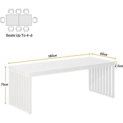 Bureau - Computerbureau - Kantoor Tafel - Werktafel - 180x60cm - Metaal Frame - Rechthoekig - voor Thuiswerkplek - Vergadertafel - Robuust - Wit - QUORE