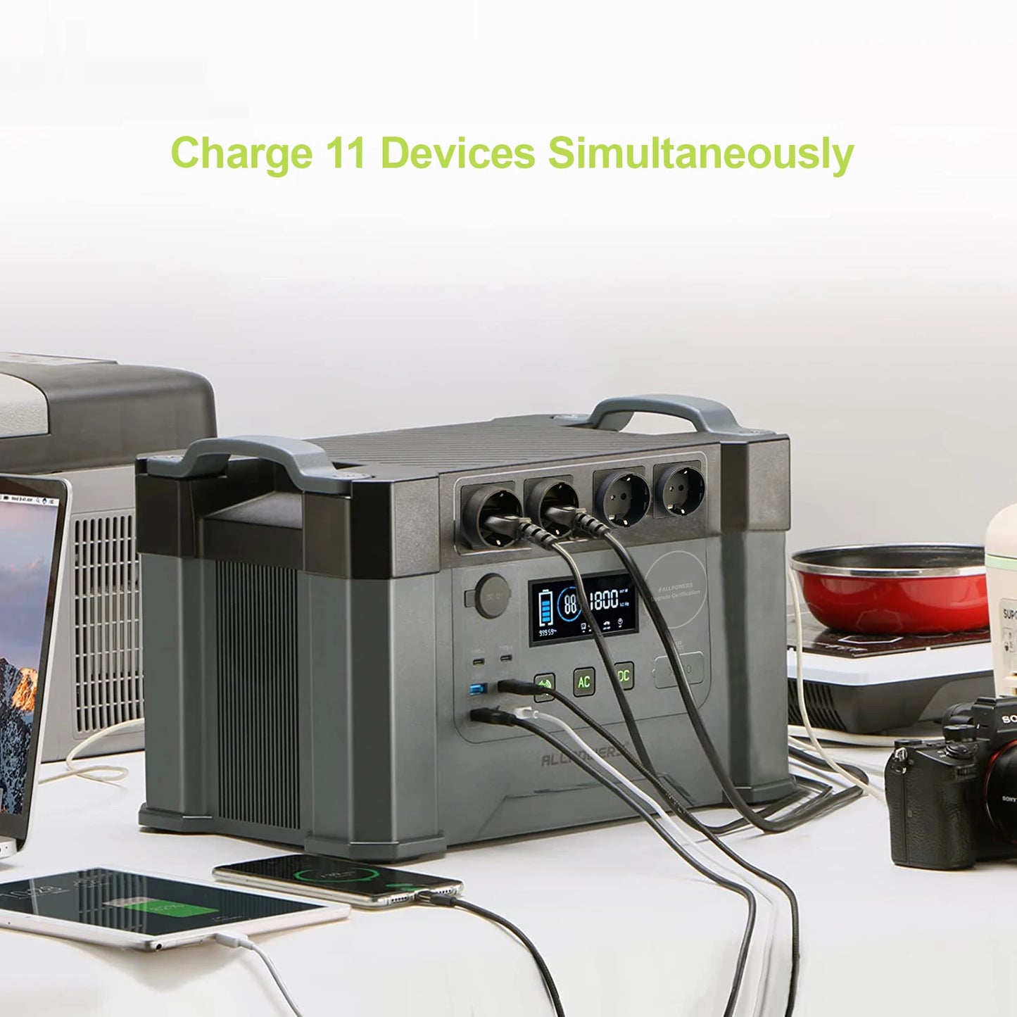 Draagbare Powerstation – Mobiele Batterij – Noodstroomvoorziening – Camping Accu – 2000W Sinusgolf – 1500Wh Lithium-Ion