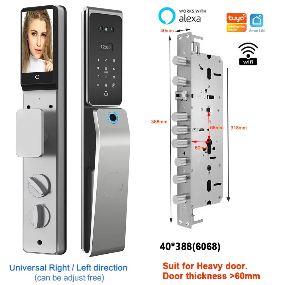 Slimme Deurslot – Elektronisch Slot – Biometrisch Slot – Toegangscontrole – Smart Home Slot – 8 Ontgrendelingsmethoden – IP67 Waterdicht Aluminium - 40x388 - 6068 insteek - QUORE