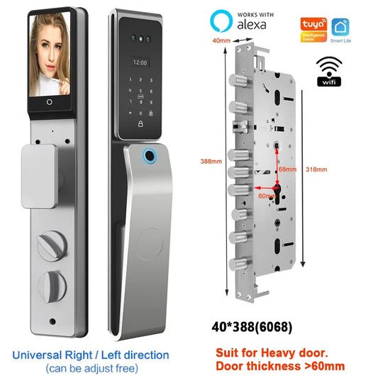 Slimme Deurslot – Elektronisch Slot – Biometrisch Slot – Toegangscontrole – Smart Home Slot – 8 Ontgrendelingsmethoden – IP67 Waterdicht Aluminium - 40x388 - 6068 insteek - QUORE