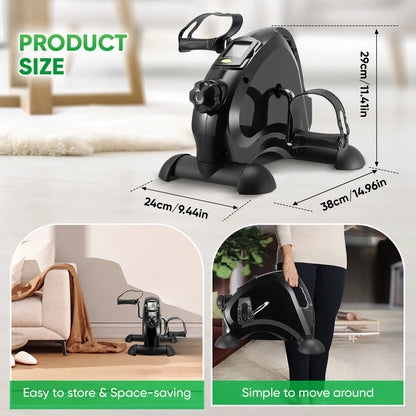 Mini Exercise Bike Arm and Leg Trainer Adjustable Foot Pedal Exercise Machine LCD Display Portable Pedal Trainer for Home Office