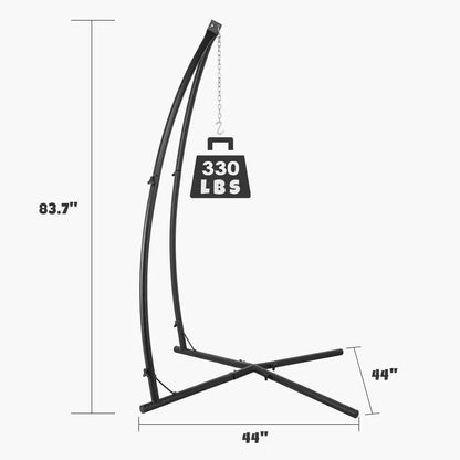 Hangstoel standaard - Hangmatstandaard - Hangmat Frame - Binnen en Buiten –  Verstelbare Hoogte tot 210cm – Stalen Frame met Haak voor Hangstoel of Schommel - Zwart