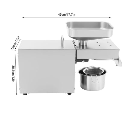 Oliepers – Olie-extractor – Notenpers – Zaadpers – 610W Motor – RVS 304 Materiaal