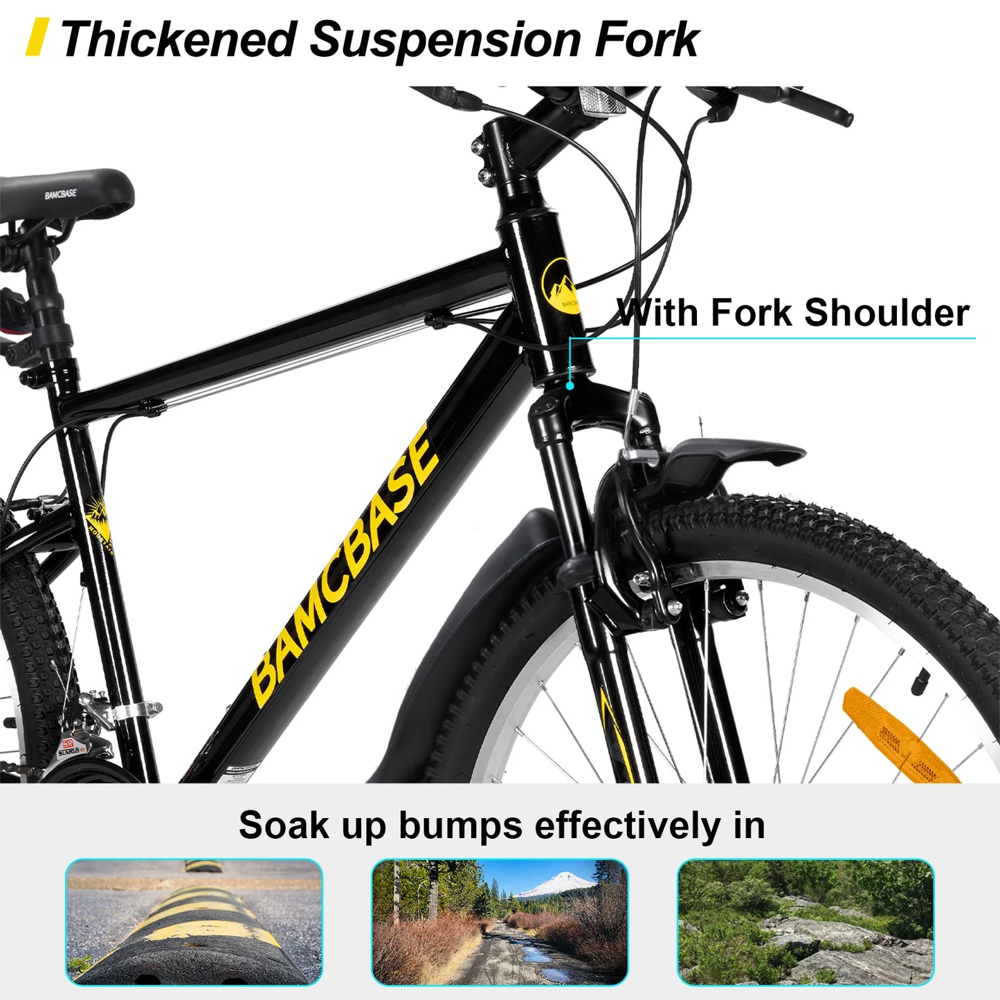 HILAND 26 27 Inch Mountain Bike, Mens Womens MTB with 18 Speeds, High-Tensile Steel Frame, V Brake, Hardtail Bicycle for Adults