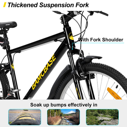 HILAND 26 27 Inch Mountain Bike, Mens Womens MTB with 18 Speeds, High-Tensile Steel Frame, V Brake, Hardtail Bicycle for Adults