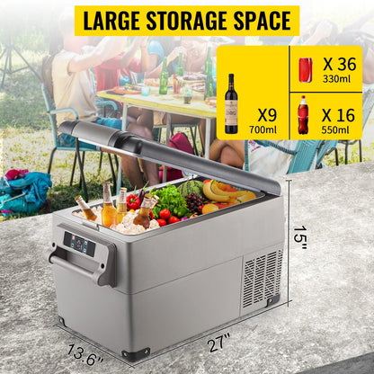 Draagbare Compressor Koelbox - Autokoelkast - Koelbox Auto - Minikoelkast - Elektrische Koelbox - 12/24V DC 110-240V - Auto Camping Koelbox - Mobiele App Bediening - 35L