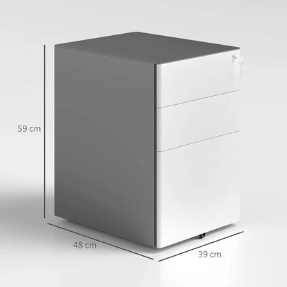 Ladecontainer – Bureaukast – Opbergkast – Verrijdbare Kast – Compact Formaat – Stalen Behuizing – Afsluitbare Laden