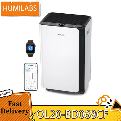 HUMILABS OL20-BD068CF Portable Dehumidifier 20L Dehumidifier Capacity Removable Filter 3 Modes 24-Hour Timer Wi-Fi & App Control