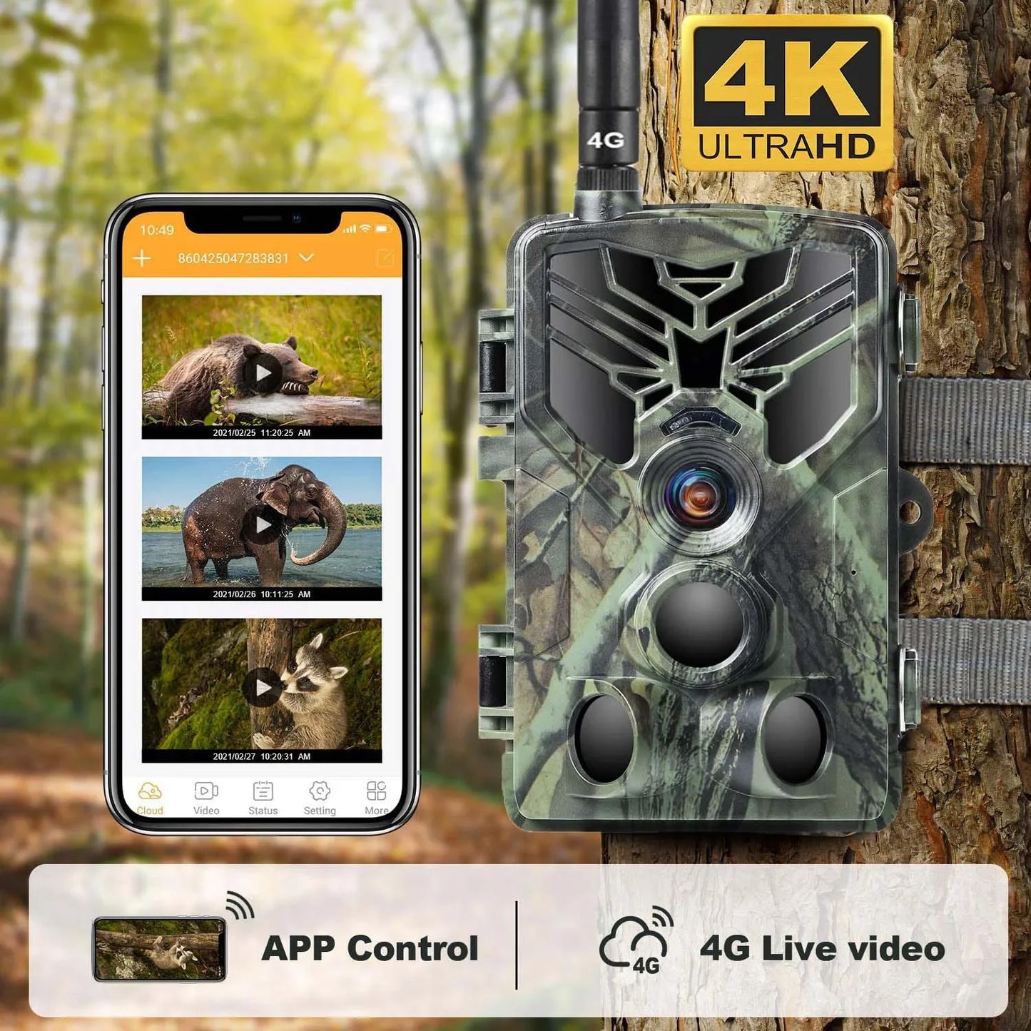 Wildcamera – Jachtcamera – Trailcamera – Wildlife Camera – Buitencamera – 4G Verbinding – 36MP & 4K Video