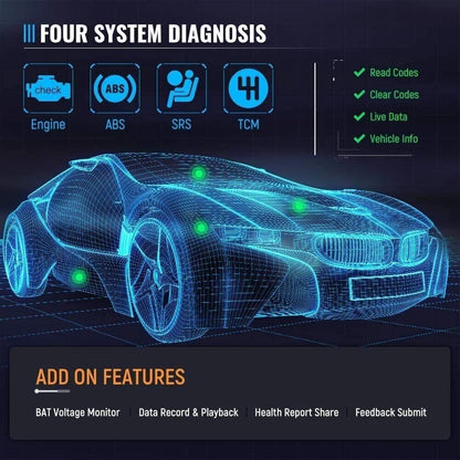OBD2 Diagnosescanner – Autodiagnose – Foutcode Uitlezer – Motor Diagnostiek – ABS Controle – 5 Inch Touchscreen – 12 Servicefuncties