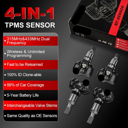 TPMS Sensor – Bandenspanningsensor – Bandenspanning Monitor – Bandenspanning Sensor – 2-In-1 Dual-Frequency – Nauwkeurige Drukmeting
