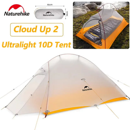 Naturehike Cloud Up Camping Tent 10D Nylon 2 Persons 3 Season Tent Waterproof Ultralight Portable Backpacking Trekking Fishing
