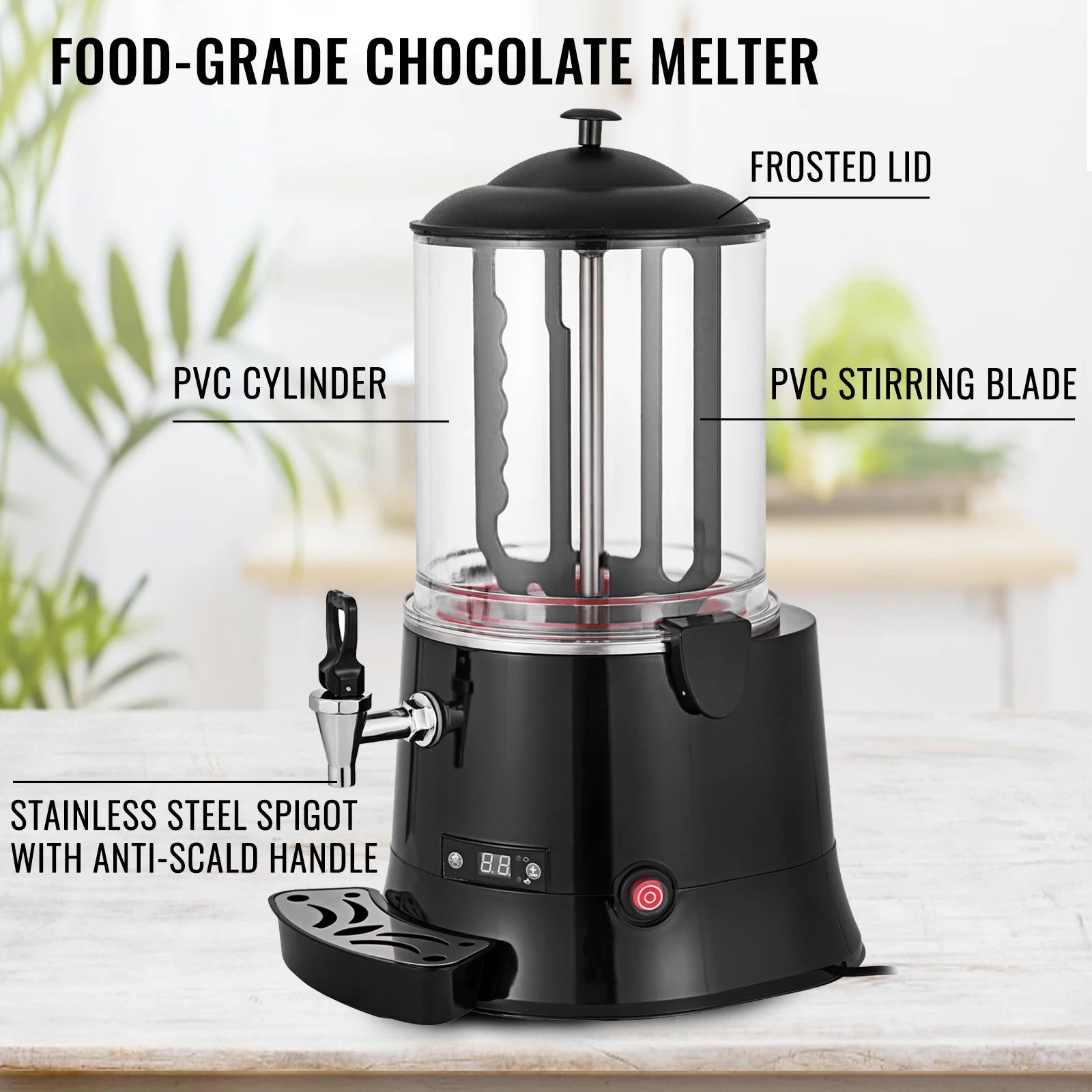 Elektrische Warme Chocolademelk Maker – Warme Drankmachine – Melkverwarmer – Automatische Roerder – 10L Capaciteit – 400W Vermogen - QUORE
