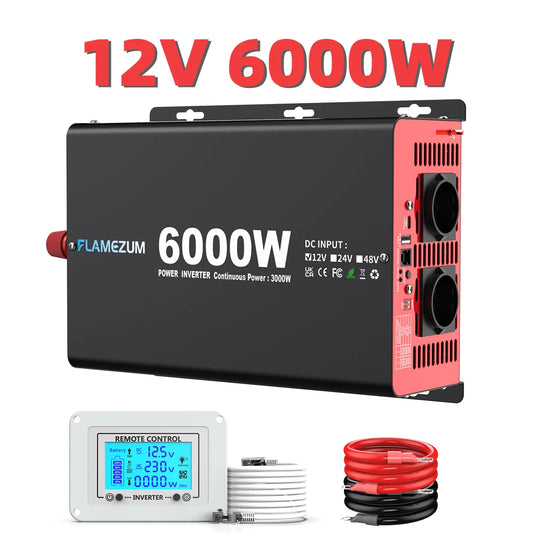 Omvormer – Spanningsomvormer – Inverter – Stroomomzetter – 3000W Continu Vermogen – Zuivere Sinusgolf Met Afstandsbediening - QUORE