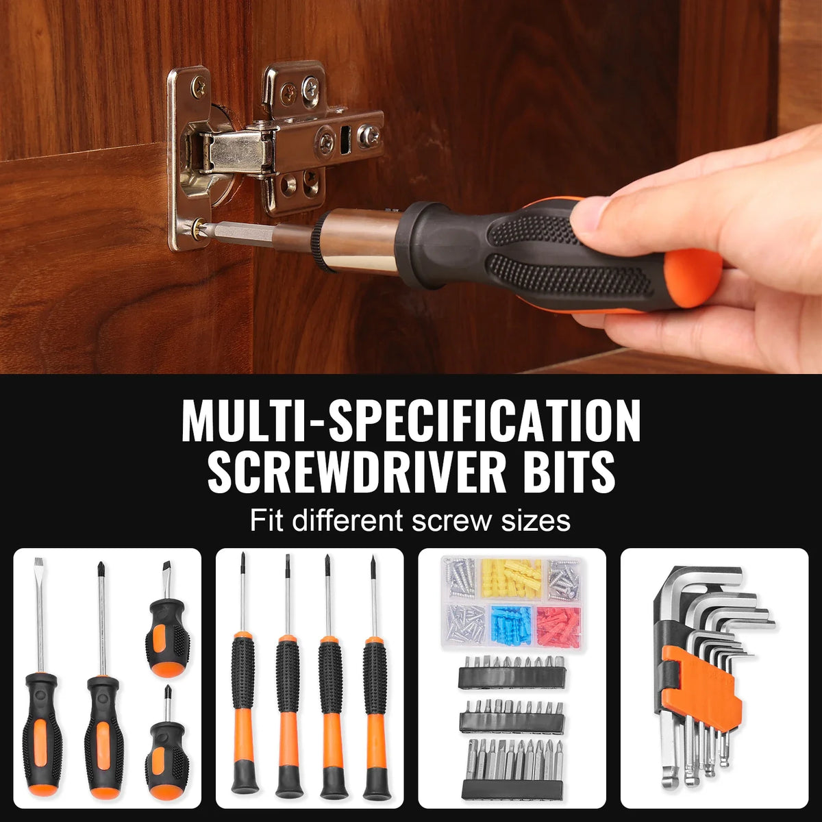 Tool Set – 216 Piece Hand Tool Set – Includes Screwdrivers, Wrenches, Hammer &amp; Pliers – Storage Case – Black