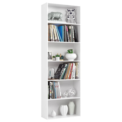Boekenkast - Kast - Boekenrek - Hoge Kasten - Boekenkasten - 6-Tier - 180 cm Display Rek - Houten Opbergkast voor Woonkamer - Opbergsysteem - Wit - QUORE