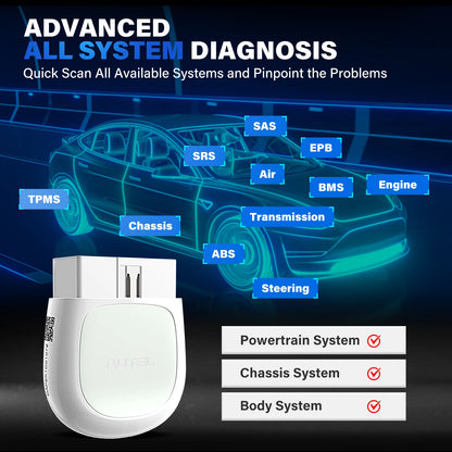 OBD Scanner - OBD2 - Auto Scanner - Auto uitlezen - Diagnose Apparatuur voor Auto's - Bluetooth OBD2 Scanner - Automotivo OBD 2 Code Reader - Volledige Systeemdiagnose - Diagnosetool voor Auto's (Voor 2017) - QUORE