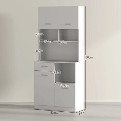 Keukenkast – Buffetkast – Opbergkast – Keukenmeubel – Magnetronkast – Wit MDF – Softclose Deuren – Verstelbare Planken - Wit