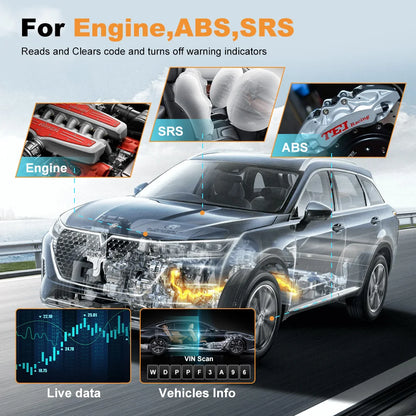 OBD2 Diagnose Scanner – Auto Diagnose Tool – Foutcode Lezer – Auto Scanner – Draadloos – Reset Motor En ABS – Levenslange Updates