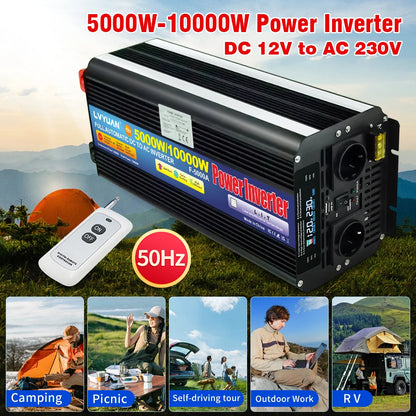 Inverter – Spanningsomvormer – Omvormer – DC naar AC Converter – Solar Omvormer – 12V-24V naar 220V 50Hz – 10000W Piekvermogen – LCD Display