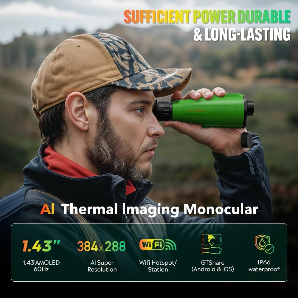 Warmtebeeldverrekijker – Thermal Imaging Monocular – Warmtebeeldkijker – Nachtkijker – Infraroodkijker – AI Superresolutie – AMOLED Scherm