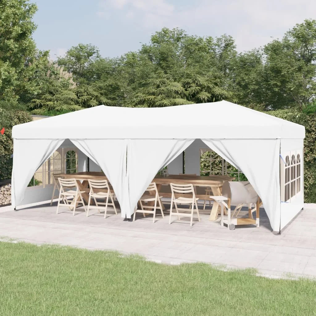 Tuinpaviljoen – Partytent – Draagbare Koepeltent – Opvouwbare Wandtent – Tuinkamer –  UV Bescherming – 210D Oxford Stof – Stalen Frame - 3 x 6 m - Wit