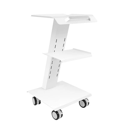 Gereedschapswagen – Werkplaatswagen – Opbergtrolley – Gereedschapstrolley – Witte Stalen Trolley – Ingebouwde Stopcontacten – Verstelbare Middenlaag 100 kg draagvermogen - QUORE